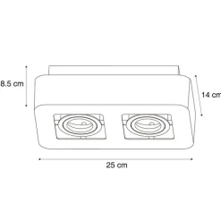 Abgerundeter Aufbaustrahler schwarz 2-flammig dreh- und schwenkbar - Dox