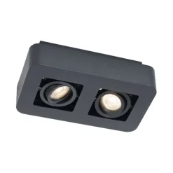 Abgerundeter Aufbaustrahler schwarz 2-flammig dreh- und schwenkbar - Dox