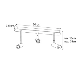 Abgerundeter Deckenstrahler schwarz GU10 35mm 3-flammig verstellbar - Kate