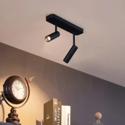 Abgerundeter Deckenstrahler schwarz GU10 35mm 2-flammig dreh- und schwenkbar - Kate