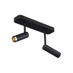 Abgerundeter Deckenstrahler schwarz GU10 35mm 2-flammig dreh- und schwenkbar - Kate