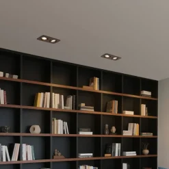 Abgerundeter Einbaustrahler Dunkelbronze GU10 50mm Drehbar und Kippbar IP44 2-Lichter - Alberto