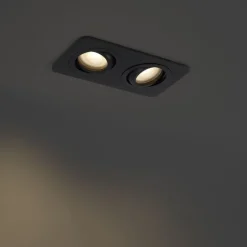 Abgerundeter Einbaustrahler schwarz GU10 50mm dreh- und schwenkbar IP44 2-flammig - Alberto