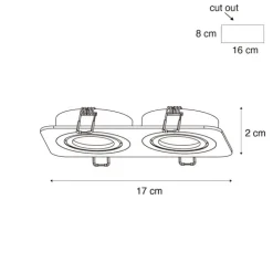 Abgerundeter Einbaustrahler Weiß GU10 50mm Dreh- und Kippbar IP44 2-Licht - Alberto