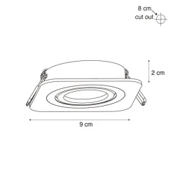 Abgerundeter Einbaustrahler Gunmetal GU10 50mm Verstellbar IP44 - Alberto