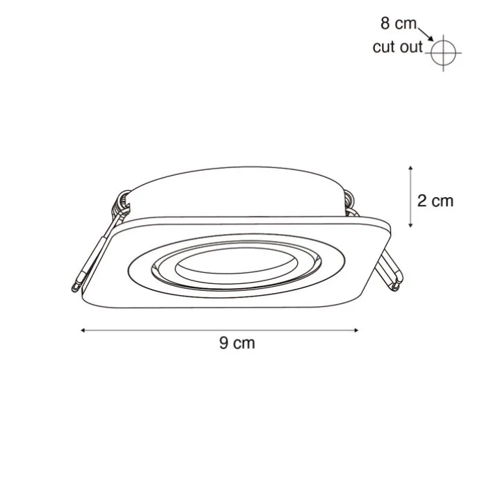 Abgerundeter Einbaustrahler Gunmetal GU10 50mm Verstellbar IP44 - Alberto