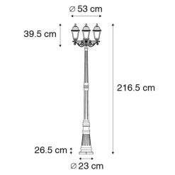 Antike Außenlaterne gold 3-flammig IP44 - New Haven