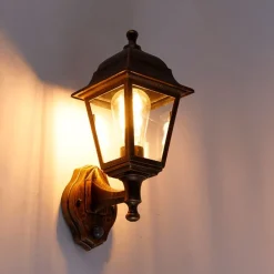 Antike Wandleuchte Gold IP44 mit Bewegungsmelder - Capital