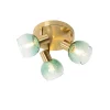 Art Deco Deckenlampe Gold mit grünem Glas 3 Lichter - Vidro