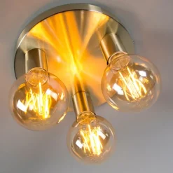 Art Deco Deckenleuchte gold rund - Facil 3