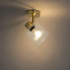 Art Deco Deckenstrahler Gold mit Glas verstellbar – Laura