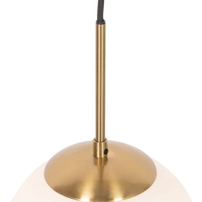 Art Deco hanglamp goud met opaal glas incl. rail adapter zwart 1-fase - Slimline Flore