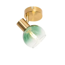 Art Deco Spot Gold mit grünem Glas - Vidro