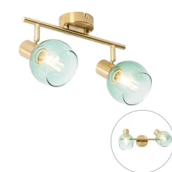 Art Deco Spot Gold mit grünem Glas 2 Lichter - Vidro