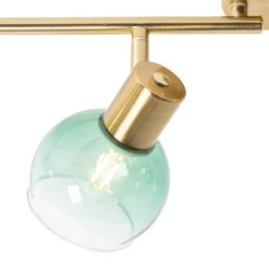 Art Deco Spot Gold mit grünem Glas 4-flammig - Vidro