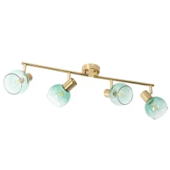 Art Deco Spot Gold mit grünem Glas 4-flammig - Vidro