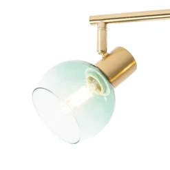 Art Deco Spot Gold mit grünem Glas 4-flammig - Vidro