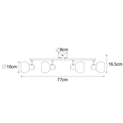 Art Deco Spot Gold mit grünem Glas 4-flammig - Vidro