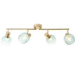 Art Deco Spot Gold mit grünem Glas 4-flammig - Vidro