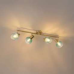 Art Deco Spot Gold mit grünem Glas 4-flammig - Vidro