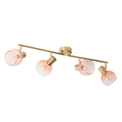 Art Deco Spot Gold mit rosa Glas 4-flammig - Vidro
