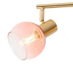 Art Deco Spot Gold mit rosa Glas 4-flammig - Vidro