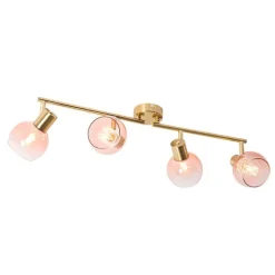 Art Deco Spot Gold mit rosa Glas 4-flammig - Vidro