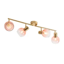 Art Deco Spot Gold mit rosa Glas 4-flammig - Vidro