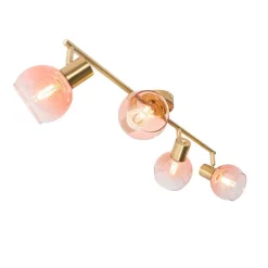 Art Deco Spot Gold mit rosa Glas 4-flammig - Vidro