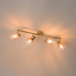 Art Deco Spot Gold mit rosa Glas 4-flammig - Vidro