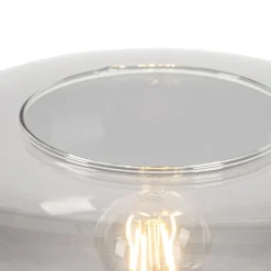 Art Deco Stehlampe schwarz mit Rauchglas - Bizle