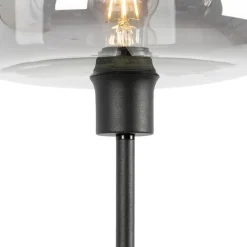 Art Deco Stehlampe schwarz mit Rauchglas - Bizle