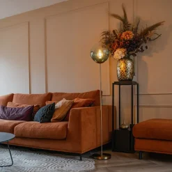 Art Deco Stehleuchte Messing mit grünem Glas - Pallon Mezzi