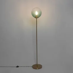 Art Deco Stehleuchte Messing mit grünem Glas - Pallon Mezzi