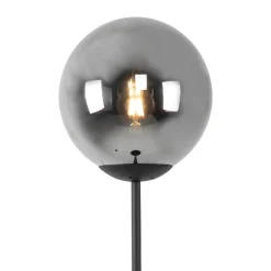 Art Deco Stehleuchte schwarz mit Rauchglas - Pallon Mezzi