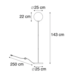 Art Deco Stehleuchte schwarz mit Rauchglas - Pallon Mezzi