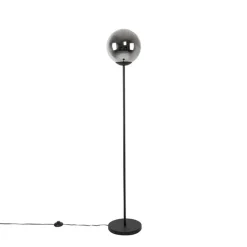 Art Deco Stehleuchte schwarz mit Rauchglas - Pallon Mezzi
