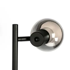 Art Deco Stehleuchte schwarz 3-Licht mit Rauchglas - Vidro