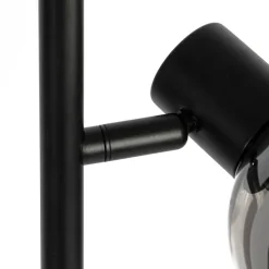 Art Deco Stehleuchte schwarz 3-Licht mit Rauchglas - Vidro
