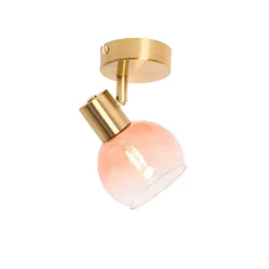 Art Deco Strahler Gold mit rosa Glas - Vidro