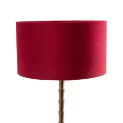 Art Deco Tischlampe Bronze Veloursschirm Rot 35 cm - Pisos