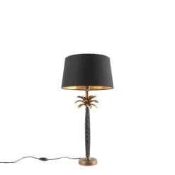 Art Deco Tischlampe Bronze mit schwarzem Schirm 35 cm - Areka