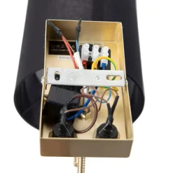 Art Deco Wandlampe Gold mit schwarzem Baumwollschirm - Stacca