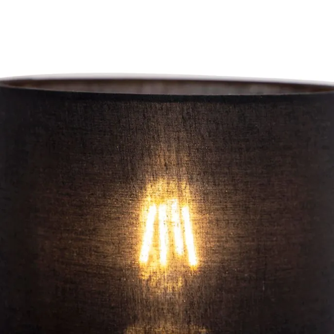 Art Deco Wandlampe Gold mit schwarzem Baumwollschirm - Stacca