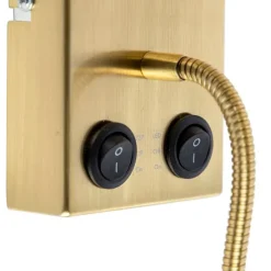 Art Deco Wandlampe Gold mit schwarzem Baumwollschirm - Stacca