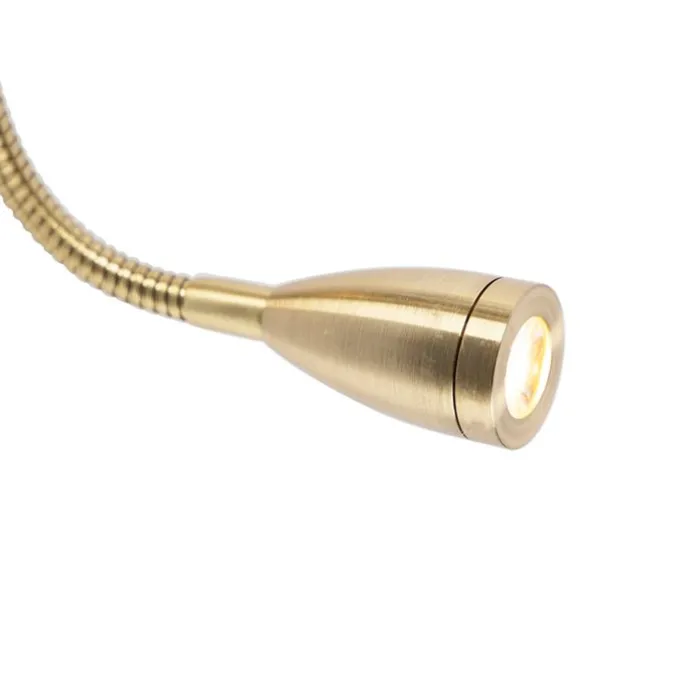 Art Deco Wandlampe Gold mit schwarzem Baumwollschirm - Stacca