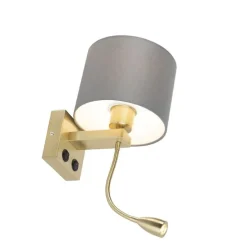 Art Deco Wandlampe Gold mit grauem Schirm - Brescia
