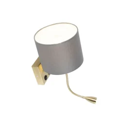 Art Deco Wandlampe Gold mit grauem Schirm - Brescia