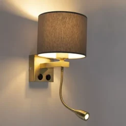 Art Deco Wandlampe Gold mit grauem Schirm - Brescia