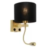 Art Deco Wandlampe Gold mit USB und schwarzem Schirm - Brescia